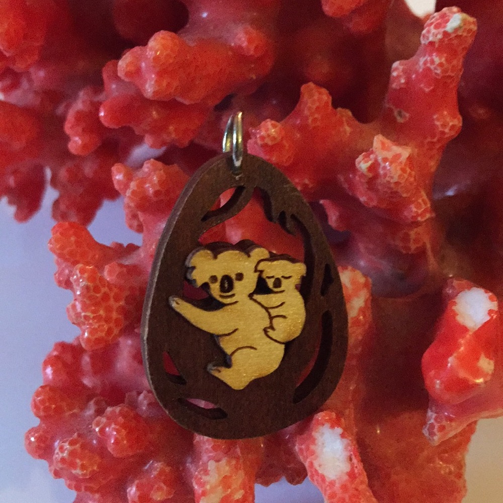 Panda engraved in wood pendent